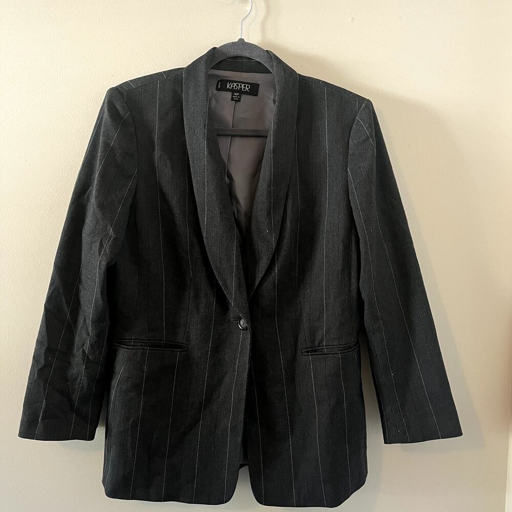 Kasper Suit Jacket Gray and White Striped Women's 10